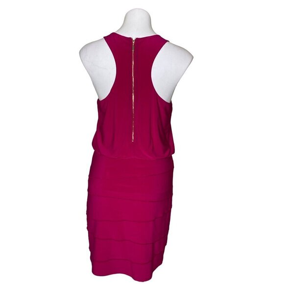 Laundry by Shelli Segal Fuchsia Mini Dress, V-Neckline Racerback Women's Size 8 - Picture 4 of 8